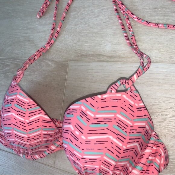 Aerie Bikini Top Size 34B Coral Pink Swimwear Push Up Underwire Bra “Brooke” - Picture 8 of 8